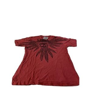 Z Brand Mens Shirt Red Skull Feather Print Sz XL